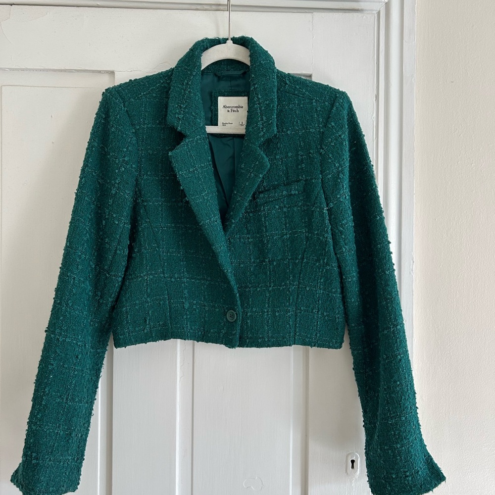Abercrombie & Fitch Green Blazer Structured Cropped Design